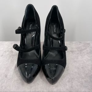WHBM SUEDE/PATENT CAP-TOE MARY JANE HEEL  SIZE 8.5